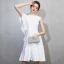 Chic / Beautiful Black Homecoming Graduation Dresses 2018 A-Line / Princess Scoop Neck One-Shoulder Short Sleeve Short Ruffle Formal Dresses