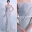 Elegante Grau Abendkleider 2018 Meerjungfrau Bandeau Ärmellos Sweep / Pinsel Zug Rüschen Rückenfreies Festliche Kleider
