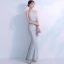Bling Bling Grey Evening Dresses  2018 Trumpet / Mermaid Scoop Neck Sleeveless Glitter Tulle Floor-Length / Long Ruffle Formal Dresses
