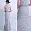Bling Bling Grey Evening Dresses  2018 Trumpet / Mermaid Scoop Neck Sleeveless Glitter Tulle Floor-Length / Long Ruffle Formal Dresses