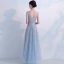 Bling Bling Bleu Ciel Robe De Soirée 2018 Princesse Transparentes Encolure Dégagée Sans Manches Glitter Tulle Longue Volants Dos Nu Robe De Ceremonie