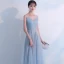 Bling Bling Bleu Ciel Robe De Soirée 2018 Princesse Transparentes Encolure Dégagée Sans Manches Glitter Tulle Longue Volants Dos Nu Robe De Ceremonie