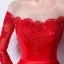 Elegant Red Evening Dresses  2017 A-Line / Princess Scoop Neck Long Sleeve Appliques Lace Beading Sash Floor-Length / Long Backless Pierced Formal Dresses