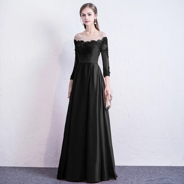 Elegant Red Evening Dresses 2017 A-Line / Princess Scoop Neck Long Sleeve Appliques Lace Beading Sash Floor-Length / Long Backless Pierced Formal Dresses