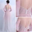 Erschwinglich Rosa Farbverlauf Ivory / Creme Durchsichtige Abendkleider 2018 A Linie Rundhalsausschnitt 1/2 Ärmel Applikationen Spitze Metall Stoffgürtel Lange Rüschen Rückenfreies Festliche Kleider