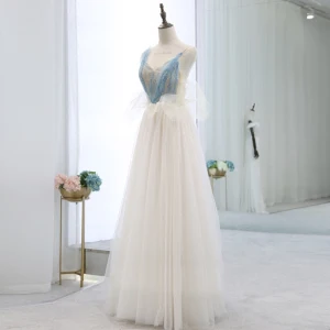 Sexy Beige Evening Dresses 2018 Empire Spaghetti Straps V Neck Sleeveless Beading Sash Floor Length Long Ruffle Backless Formal Dresses
