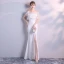Schlicht Ivory / Creme Abendkleider 2018 Meerjungfrau Off Shoulder Kurze Ärmel Gespaltete Front Lange Rüschen Rückenfreies Festliche Kleider