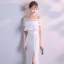Schlicht Ivory / Creme Abendkleider 2018 Meerjungfrau Off Shoulder Kurze Ärmel Gespaltete Front Lange Rüschen Rückenfreies Festliche Kleider