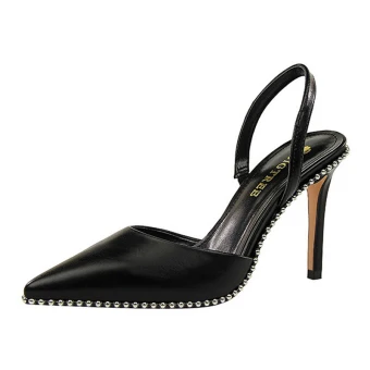 Sexy Noire Soirée Rivet Chaussures Femmes 2022 9 Cm Talons Aiguilles À Bout Pointu Chaussures Femmes Talons Hauts