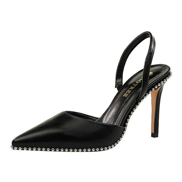 Sexy Black Evening Party Rivet Womens Shoes 2022 9 cm Stiletto Heels Pointed Toe Womens Shoes High Heels