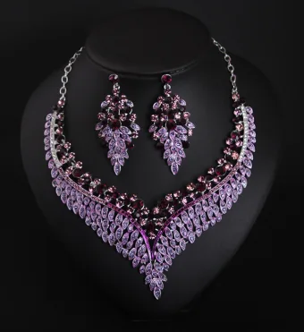 Uroczy Liliowy Rhinestone Wieczorowe Naszyjniki Kolczyki 2023 Stop