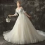Schöne Champagner Brautkleider / Hochzeitskleider 2018 Ballkleid Off Shoulder 1/2 Ärmel Rückenfreies Applikationen Spitze Glanz Pailletten Kathedrale Schleppe Rüschen