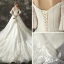 Schöne Champagner Brautkleider / Hochzeitskleider 2018 Ballkleid Off Shoulder 1/2 Ärmel Rückenfreies Applikationen Spitze Glanz Pailletten Kathedrale Schleppe Rüschen