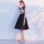 Modest / Simple Black White Homecoming Graduation Dresses 2017 A-Line / Princess Scoop Neck Sleeveless Appliques Lace Knee-Length Backless Formal Dresses