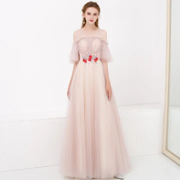 Snygga Fina Pärla Rosa Aftonklänningar 2018 Prinsessa Genomskinliga Urringning 1 2 Ärm Appliqués Spets Långa Ruffle Halterneck Formella Klänningar