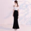 Moderne / Mode Noire Ivoire Transparentes Robe De Soirée 2018 Trompette / Sirène Encolure Dégagée Sans Manches Fendue devant Longueur Cheville Dos Nu Robe De Ceremonie