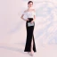 Moderne / Mode Noire Ivoire Transparentes Robe De Soirée 2018 Trompette / Sirène Encolure Dégagée Sans Manches Fendue devant Longueur Cheville Dos Nu Robe De Ceremonie