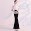 Moderne / Mode Noire Ivoire Transparentes Robe De Soirée 2018 Trompette / Sirène Encolure Dégagée Sans Manches Fendue devant Longueur Cheville Dos Nu Robe De Ceremonie