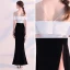 Moderne / Mode Noire Ivoire Transparentes Robe De Soirée 2018 Trompette / Sirène Encolure Dégagée Sans Manches Fendue devant Longueur Cheville Dos Nu Robe De Ceremonie
