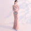 Sexy Pearl Pink Evening Dresses  2018 Trumpet / Mermaid V-Neck Sleeveless Rhinestone Split Front Floor-Length / Long Backless Formal Dresses