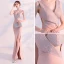 Sexy Pearl Pink Evening Dresses  2018 Trumpet / Mermaid V-Neck Sleeveless Rhinestone Split Front Floor-Length / Long Backless Formal Dresses