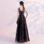 Chic / Beautiful Black Prom Dresses 2018 A-Line / Princess V-Neck Sleeveless Appliques Flower Beading Ankle Length Ruffle Backless Formal Dresses