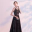 Chic / Beautiful Black Prom Dresses 2018 A-Line / Princess V-Neck Sleeveless Appliques Flower Beading Ankle Length Ruffle Backless Formal Dresses