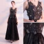 Chic / Beautiful Black Prom Dresses 2018 A-Line / Princess V-Neck Sleeveless Appliques Flower Beading Ankle Length Ruffle Backless Formal Dresses