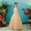 Elegant Gold Flower Girl Dresses 2018 A-Line / Princess Spaghetti Straps Long Sleeve Star Sequins Glitter Tulle Floor-Length / Long Ruffle Backless Wedding Party Dresses