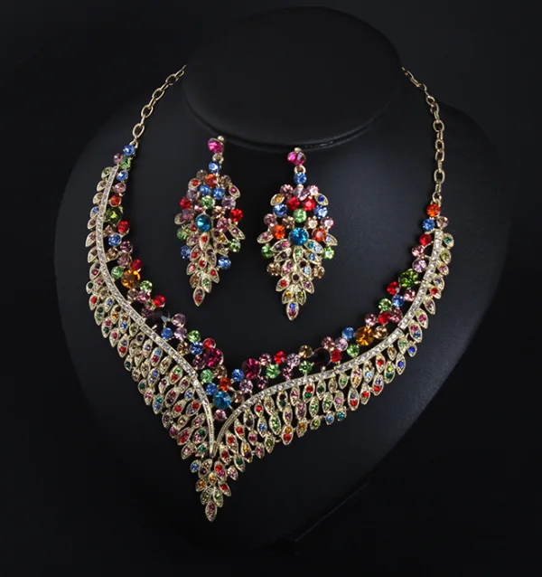 Uroczy Liliowy Rhinestone Wieczorowe Naszyjniki Kolczyki 2023 Stop