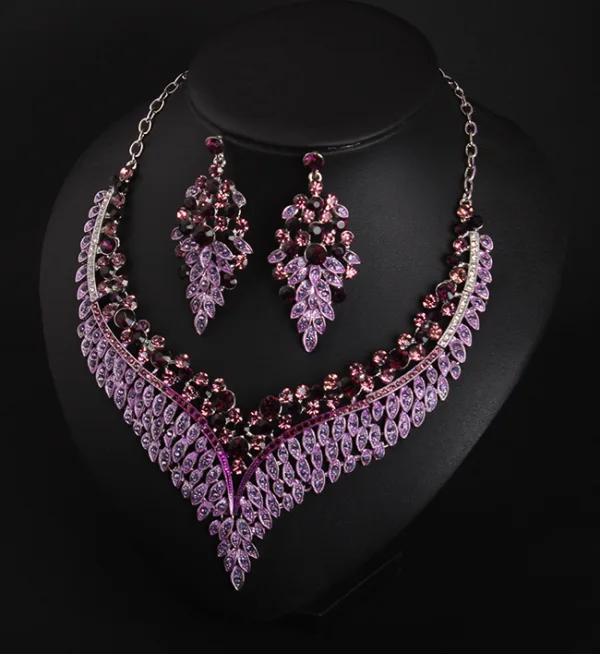 Exagéré Lilas Accessorize Colliers Faux Diamant Alliage Soirée Boucles D'Oreilles Un Collier 2023
