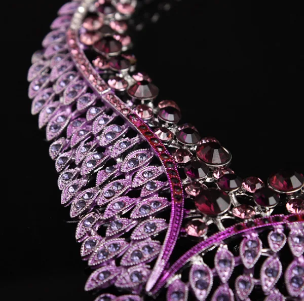Uroczy Liliowy Rhinestone Wieczorowe Naszyjniki Kolczyki 2023 Stop