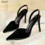 Sexy Black Evening Party Rivet Womens Shoes 2022 9 cm Stiletto Heels Pointed Toe Womens Shoes High Heels
