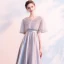 Stunning Grey Evening Dresses  With Shawl 2018 Empire V-Neck Beading Floor-Length / Long Ruffle Backless Formal Dresses