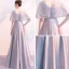 Stunning Grey Evening Dresses  With Shawl 2018 Empire V-Neck Beading Floor-Length / Long Ruffle Backless Formal Dresses