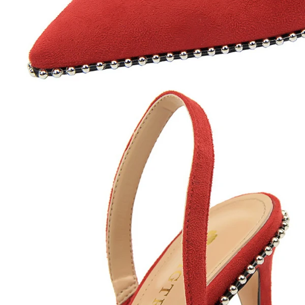 Sexy Black Evening Party Rivet Womens Shoes 2022 9 cm Stiletto Heels Pointed Toe Womens Shoes High Heels