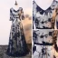 Élégant Champagne Bleu Marine Robe De Mère De Mariée 2017 Princesse V-Cou 3/4 Manches Appliques En Dentelle Noeud Ceinture Longue Robe Pour Mariage