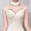 Chinese style Champagne See-through Evening Dresses  2018 Trumpet / Mermaid High Neck Sleeveless Appliques Lace Beading Tassel Floor-Length / Long Formal Dresses