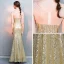 Scintillantes Doré Paillettes Robe De Soirée 2018 Trompette / Sirène Transparentes Encolure Dégagée Sans Manches Perlage Gland Longue Volants Robe De Ceremonie