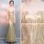 Scintillantes Doré Paillettes Robe De Soirée 2018 Trompette / Sirène Transparentes Encolure Dégagée Sans Manches Perlage Gland Longue Volants Robe De Ceremonie