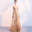 Bling Bling Gold Sequins Evening Dresses  2018 A-Line / Princess Square Neckline Sleeveless Floor-Length / Long Ruffle Formal Dresses