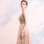 Bling Bling Gold Sequins Evening Dresses  2018 A-Line / Princess Square Neckline Sleeveless Floor-Length / Long Ruffle Formal Dresses