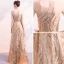 Bling Bling Gold Sequins Evening Dresses  2018 A-Line / Princess Square Neckline Sleeveless Floor-Length / Long Ruffle Formal Dresses