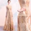 Bling Bling Gold Sequins Evening Dresses  2018 A-Line / Princess Square Neckline Sleeveless Floor-Length / Long Ruffle Formal Dresses