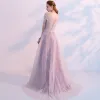Seksowne Szary Przezroczyste Sukienki Na Bal 2018 Princessa Przy Ramieniu Kótkie Rękawy Aplikacje Z Koronki Rhinestone Trenem Sweep Wzburzyć Sukienki Wizytowe
