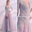 Sexy Grey See-through Prom Dresses 2018 A-Line / Princess Off-The-Shoulder Short Sleeve Appliques Lace Rhinestone Sweep Train Ruffle Formal Dresses