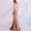 Modern / Fashion Orange See-through Evening Dresses  2018 Trumpet / Mermaid Scoop Neck Sleeveless Beading Sweep Train Ruffle Backless Formal Dresses