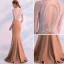 Modern / Fashion Orange See-through Evening Dresses  2018 Trumpet / Mermaid Scoop Neck Sleeveless Beading Sweep Train Ruffle Backless Formal Dresses