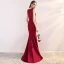 Chic / Belle Bordeaux Robe De Soirée 2018 Trompette / Sirène Encolure Dégagée Sans Manches Appliques En Dentelle Faux Diamant Train De Balayage Volants Robe De Ceremonie