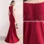 Chic / Belle Bordeaux Robe De Soirée 2018 Trompette / Sirène Encolure Dégagée Sans Manches Appliques En Dentelle Faux Diamant Train De Balayage Volants Robe De Ceremonie